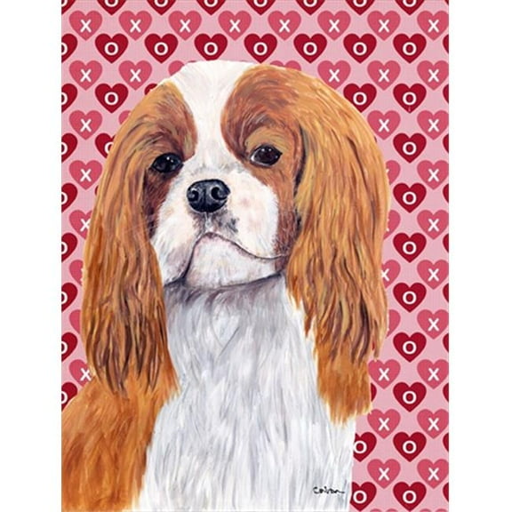 15 x 15 In. Cavalier Spaniel Hearts Love And Valentines Day Portrait Flag, Garden Size