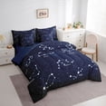 thumbnail image 3 of Homewish Navy Mystic Astrology Twin Bedding Sets 7-Piece, Dreamy Starry Sky Bedding Comforter Set, Glitter Stars Print Reversible Sheet Sets, Super Cozy Room Decor, 3 of 7