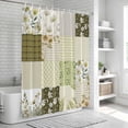 thumbnail image 6 of Spring Floral Shower Curtain, Waterproof Shower Curtains for Bathroom, Yellow Flowers Botanical Patchwork Grid Bohemia Washable Fabric Bathtub Curtain Set Bath Decor with 12 Hooks Standard 72"x72", 6 of 8