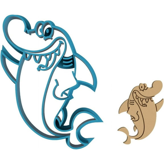 Cartoon Shark Cookie Cutter - Aquatic Fish Water Baby Great White (0010) (8 Inch)