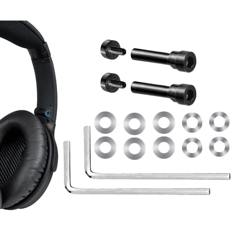 SOULWIT Metal Swivel Pins Replacement Parts Kit for Bose QuietComfort 35/QC35/QC35 II/QC45/QuietComfort SE (QC SE)/New Quiet Comfort Wireless Headphones, Hinge Screws Accessories and Gasket (Black)