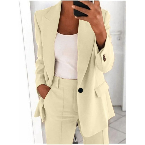 G Need Large B Beige Pants Suit for Women Dressy Casual Two Piece Sets Business Casual Outfits Plus Size Blazer Sets Trendy 2 Piece Outfit Walmart