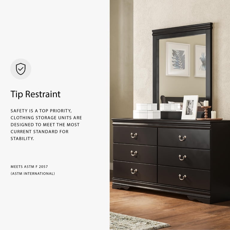 Ashley Furniture Huey Vineyards 6 Drawer Wood Double Dresser in Black -  Walmart.com