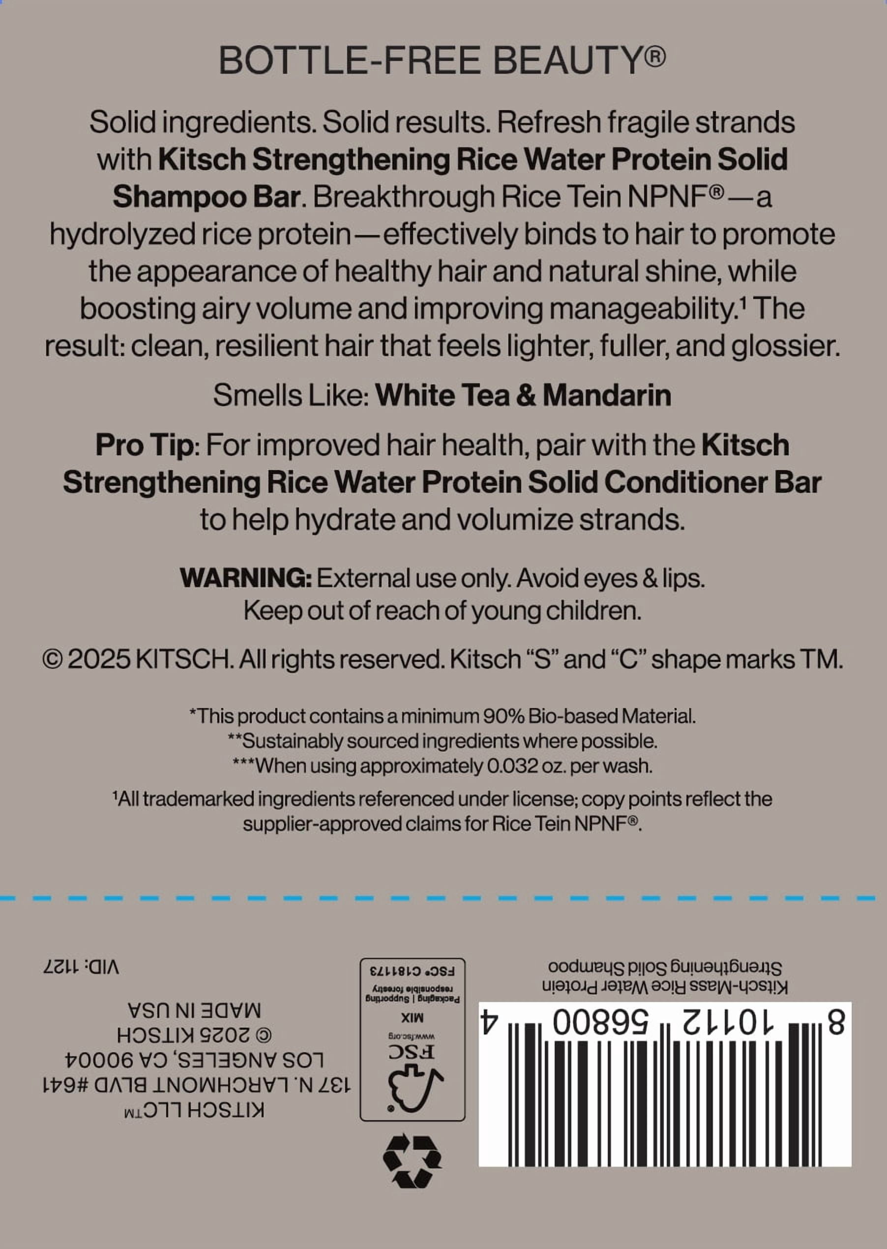 Kitsch Strengthening Rice Water Protein Shampoo Bar 3.2oz