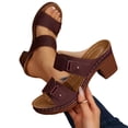 thumbnail image 4 of Lenago Women Sandals Casual Comfortable Plus Size Solid Color Round Toe Open Toe Heel High-Heeled Sandals 43, 4 of 9