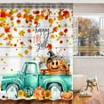 thumbnail image 2 of Fall Shower Curtains for Bathroom, Autumn Halloween Pumpkin with Teal Farm Truck Pulling Sunflowers Bathtub Curtains, Farmhouse Thanksgiving Harvest Fabric Shower Curtain 72x72 Inch…, 2 of 4
