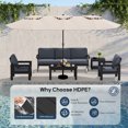 thumbnail image 4 of SERWALL Outdoor Patio Furniture Set, 7-Piece HDPE Outdoor Sofa Set Patio Conversation Set, Black Frame with Grey Cushions, 4 of 7