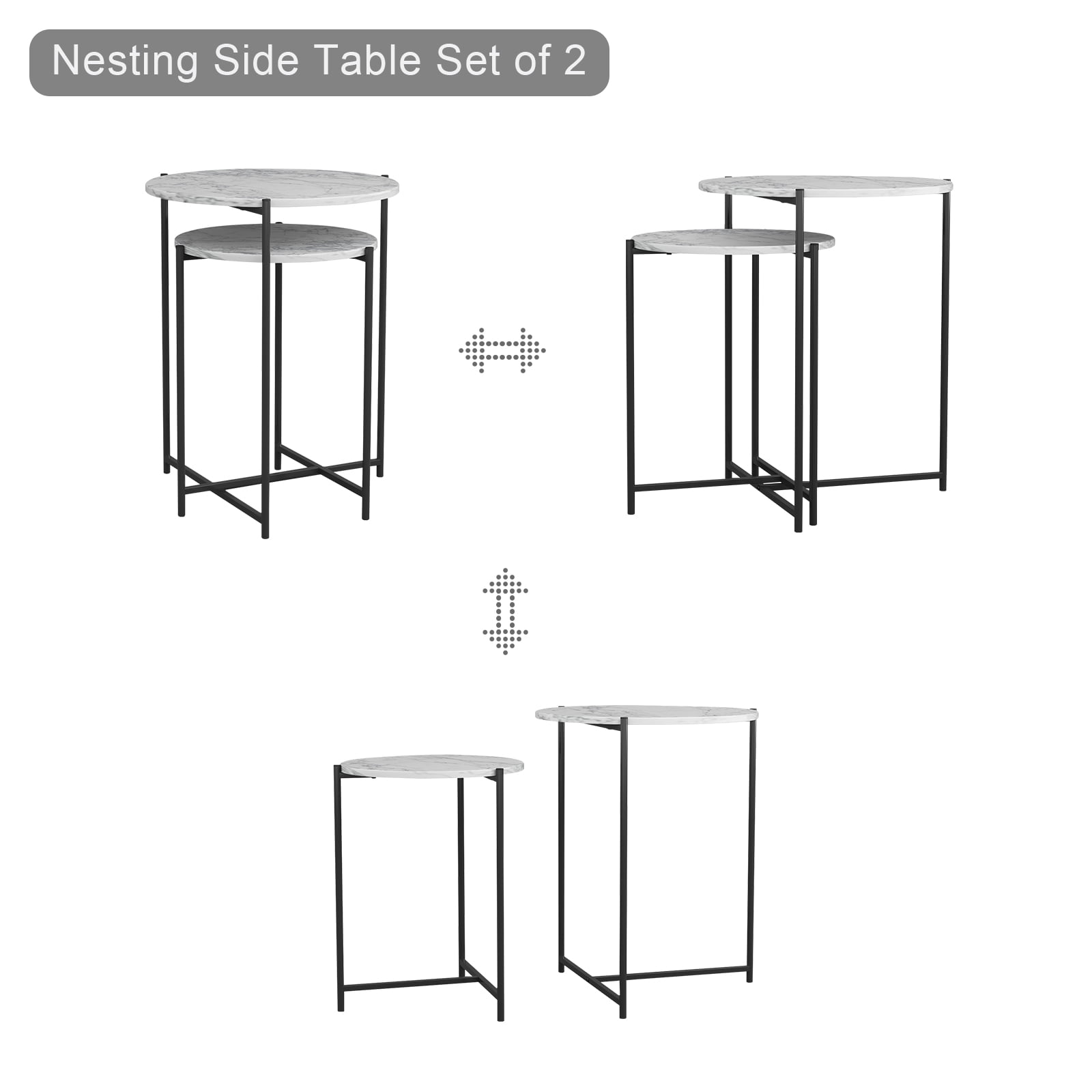 Private Jungle 2PCS Modern Nesting Side Table, Metal Frame Coffee Table for Living Room, Bedroom, Black Private Jungle 2PCS Modern Nesting Side Table, Metal Frame Coffee Table for Living Room, Bedroom, Black