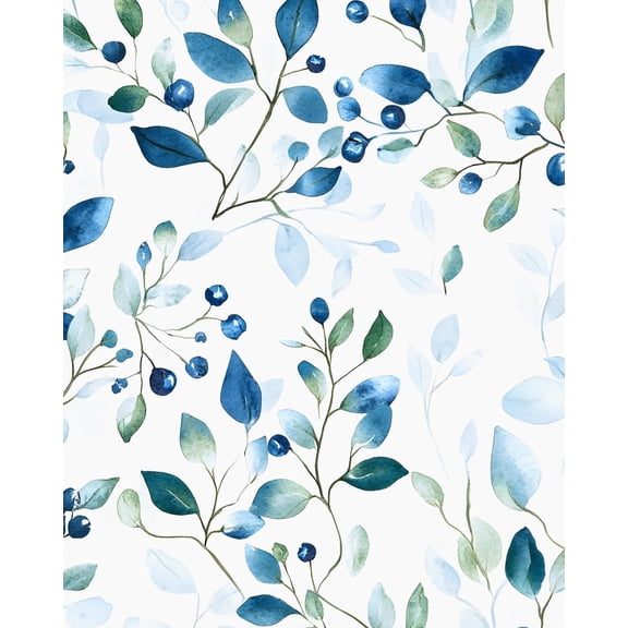 Boho Leaf Peel And Stick Wallpaper Contact Paper Self Adhesive 17.5 x 118 in Blue Green