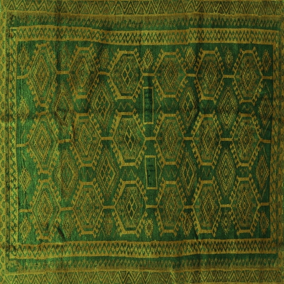 Ahgly Company Indoor Square Persian Green Traditional Area Rugs, 3' Square