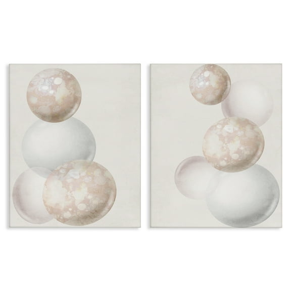 Stupell Industries Stacked Spheres Speckled Abstract Painting Wrapped Canvas Art Print Wall Art, 16 x 20, Set of 2