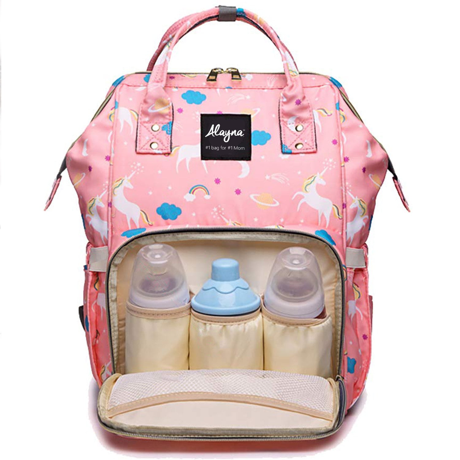 Diaper Bag Backpack Baby Bag Multifunction Maternity Travel Changing Pack Water Resistant Nappy Tote Pink Unicorn