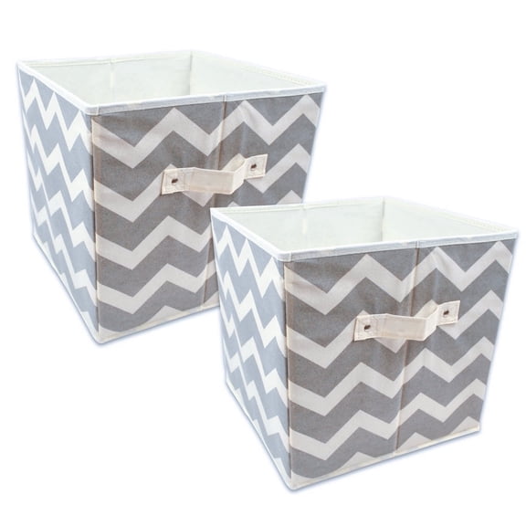 DII Non Woven Polyester Storage Bin, Chevron, Gray, Small Set of 2