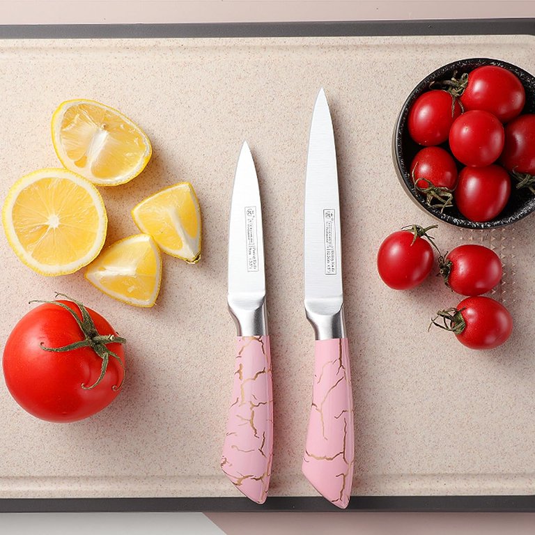 6 Pcs Kitchen Knife Set with Acrylic Block - Super-Sharp Steel