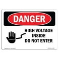 thumbnail image 1 of SignMission OS-DS-A-1218-L-1332 12 x 18 Po Signe de Danger OSHA - Haute Tension à l'Intérieur Ne Pas Entrer, 1 of 1