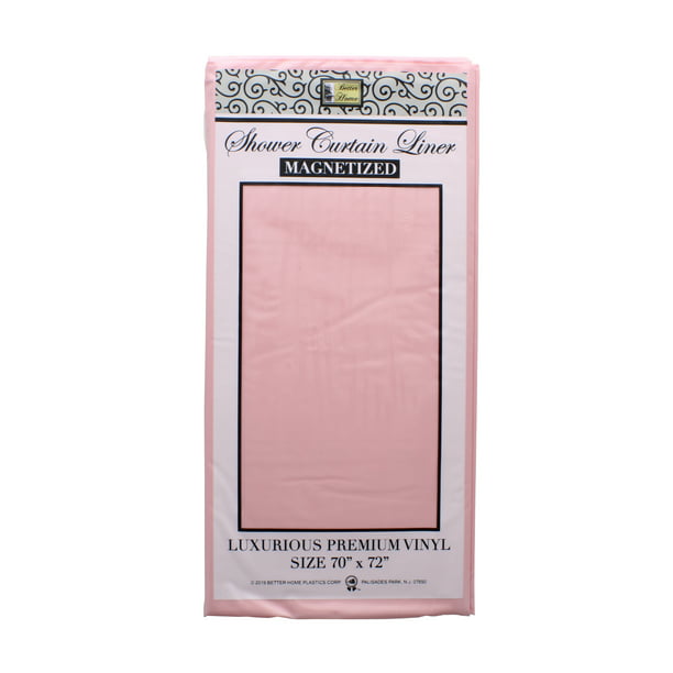 Shower Curtain Liner Pink Mildew Resistant Vinyl Magnetized - Walmart ...