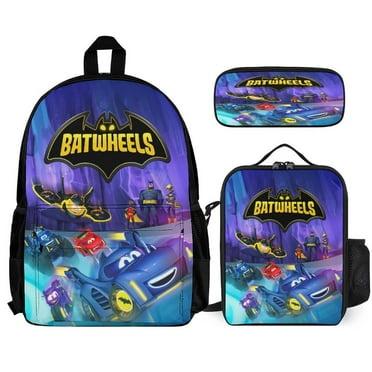 Batwheel Backpack Set Cartoon Bag Backpack with Lunch Box & Pencil Case Portable Laptop Bag