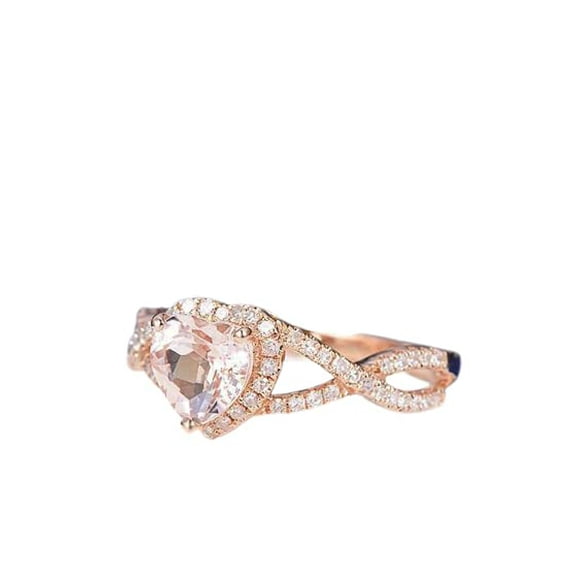 HeartsAndYou 2ct Natural Morganite Diamond Ring Split Shank Infinity 100% 14k SOLID Rose Gold