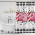 thumbnail image 2 of Polyester Fabric Valentines Day Shower Curtain, Modern Love Heart Eucalyptus Leaf Black Plaid Waterproof Bathtub Curtain Bathroom Decor Set with Hooks 54 x 78 Inches, 2 of 6