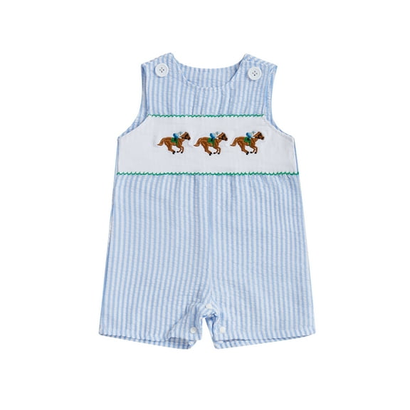 BemeyourBBs Baby Boys Rompers Horse Embroidery Stripe Summer Clothes Overalls