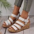 thumbnail image 2 of Roman Platform Wedge Gladiator Sandals for Women 2025 Fashion Leather High Heels Strappy Ankle Strap Sandals, 2 of 7