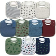 Benoxine Waterproof Cotton Soft Absorbent Baby Bibs with Adjustable Snap Closure