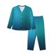 thumbnail image 1 of Balery Blue to turquoise Conjunto de Pijama con Estampado para Mujer, Conjunto de Dos Piezas con Manga Larga, Ropa de Dormir Suave con Bolsillos, Pijamas Cómodos-Medium, 1 of 7