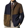 thumbnail image 1 of MAWCLOS Mens Outwear Open Front Cardigan Sweater Long Sleeve Sweaters Knitted Outdoor Color Block Cardigans Navy Blue L, 1 of 6