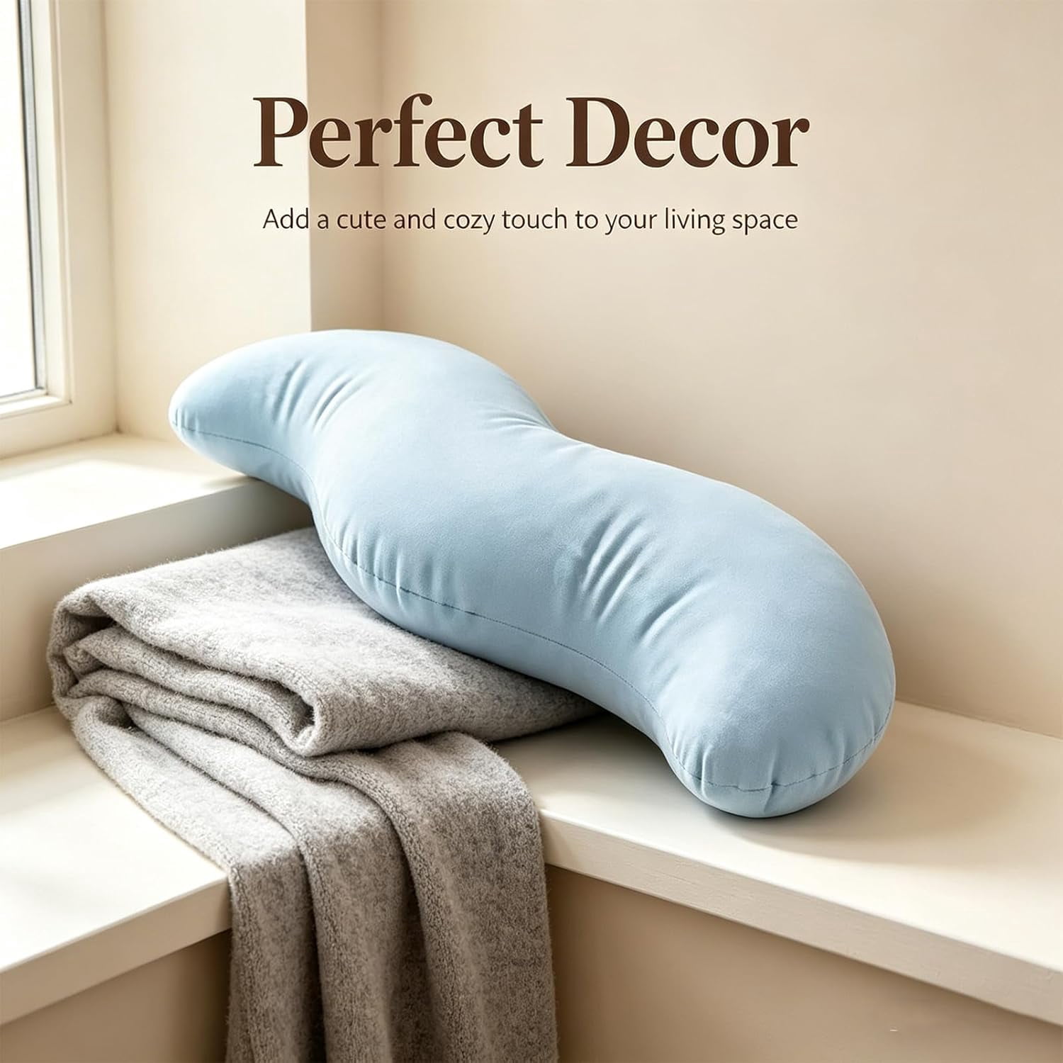 Pea Pod Body Pillow for Adults, Pea Pod Body Pillow for Side Sleepers, Soft Long Hugging Pillow with Removable Washable Cover, Multipurpose Back Leg Support Pillow for Bedroom Sofa Home (Leopard blue