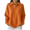 thumbnail image 2 of Tdoqot Womens Sweatshirts With Collar- Casual Long Sleeve Lapel Loose Fit Spring Shirts Orange Size S-3XL, 2 of 5