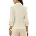 thumbnail image 3 of INSPIRE CHIC Linen Blazer for Women's Notch Lapel One Button 3/4 Sleeve Casual Work Business Suit Jackets XS Beige, 3 of 6