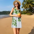 thumbnail image 3 of Yiaed Watercolor Green Leaves Print Women's Sleeveless Dress, Loose Fit Summer Dress, Casual Sleeveless Dress for Women, 3 of 7