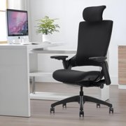 CLATINA Ergonomic High Swivel Executive Chair with Adjustable Height Head 3D Arm Rest Lumbar Support and Upholstered Back for Home Office Black