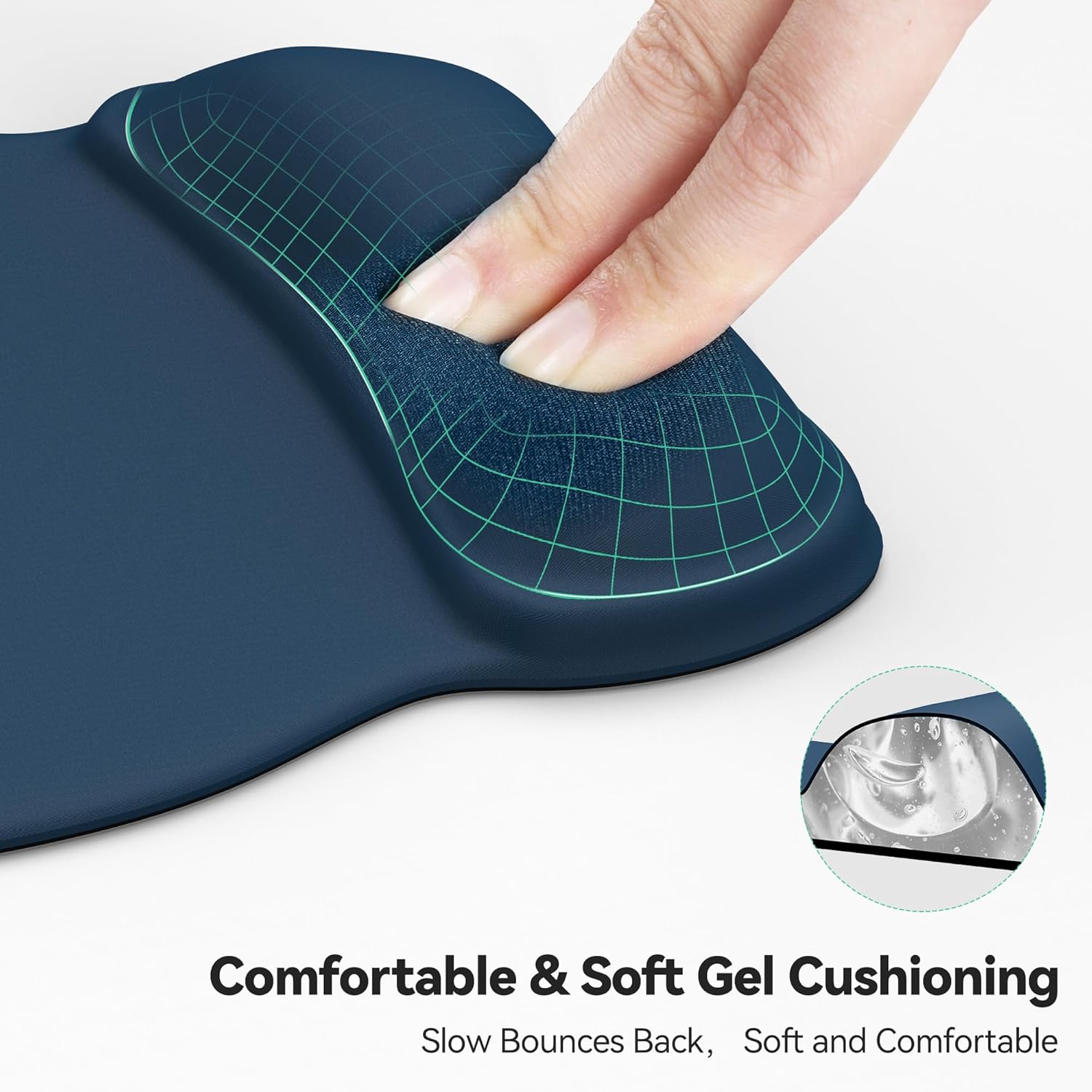 Tecknet Gel Mouse Pad with Wrist Rest Navy photo 3