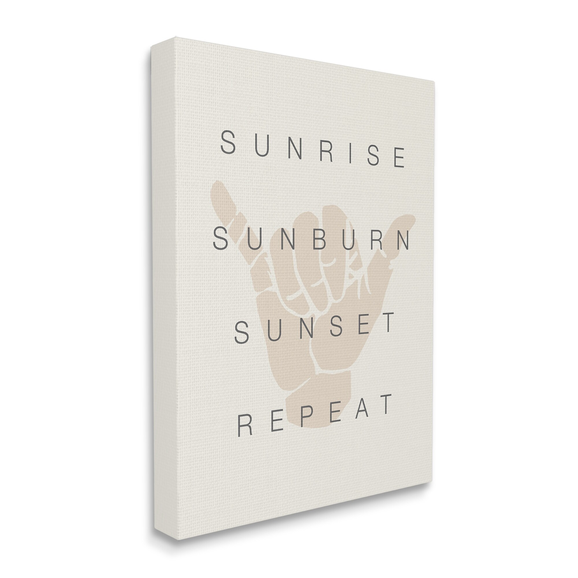 Stupell Industries Sunrise Sunburn Sunset Repeat Beach Phrase Shaka Hand, 36 x 48,Design by Daphne Polselli