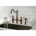 thumbnail image 3 of Kingston Brass KS127PLBSAC Heritage Bridge Kitchen Faucet with Brass Side Sprayer, Antique Copper, 3 of 7
