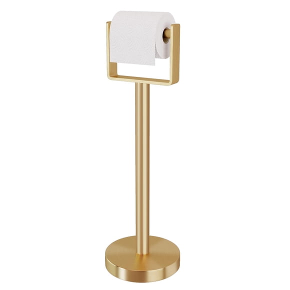 Portarrollos de pie YUMORE de acero inoxidable dorado 18x57 cm