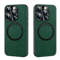 Dteck Leather Case for iPhone 14 Plus Luxury Slim Thin Case Magnetic MagSafe Charging Scratch Resistant Shockproof Full Body Protective Case For iPhone 14 Plus,Green