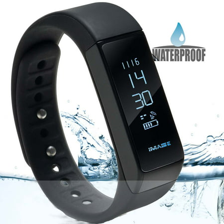 IMAGE Waterproof B luetooth Fitness Tracker Bracelet Smart Wrist Watch Band for iphone Android w/ t ouch (Best Iphone Sports Band)