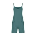 thumbnail image 3 of Women's Plus Size Scoop Solid Neck Sleeveless Casual Short Jumpsuit Rompers With Pockets on Clearance, 3 of 5