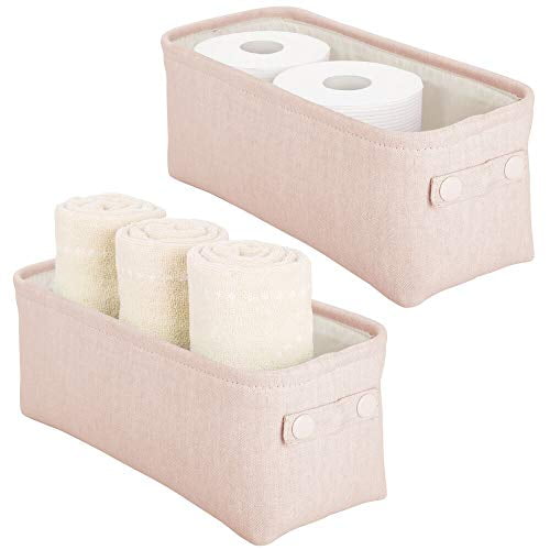 mDesign Soft Cotton Fabric Bathroom Storage Bin with Coated Interior