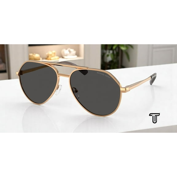 MICHAEL KORS MK1168 189987 Brentwood Beige Gold Dk Grey 60 mm Men's Sunglasses