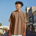thumbnail image 3 of Dalix Astronaut Heavyweight Pigment Dye Tee Short Sleeve Cotton Shirt Mens in Camel 3XL XXX-Large, 3 of 5