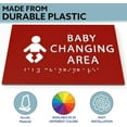 thumbnail image 4 of ADA CENTRAL SIGNS - 6" X4" Baby Changing Area Sign | Tactile Graphics Grade 2 Braille Text Baby Care Sign| ADA Compliant Wall Mount Plastic Restroom Sign for Hospital, Offices, Clinics and Apartments, 4 of 7