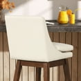 thumbnail image 5 of Soges Swivel Bar Stool with Cushion Set of 2, PU Leather Counter Height Bar Chair with Rubber Wood Legs, White, 5 of 10