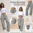 thumbnail image 4 of TEMOFON Womens Cargo Sweatpants Wide Leg Elastic Waisted Trousers Sweat Pants Joggers with Pockets Casual Workout Pants, 4 of 11