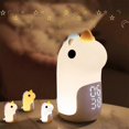 thumbnail image 1 of (Bleu) Rveil Enfant Lumineux 3 Couleurs Veilleuses Jour/Nuit Rechargeable, LED Rveil Numrique avec Jolie Forme de Licorne pour Fille Garons Ado Snooze, 1 of 5