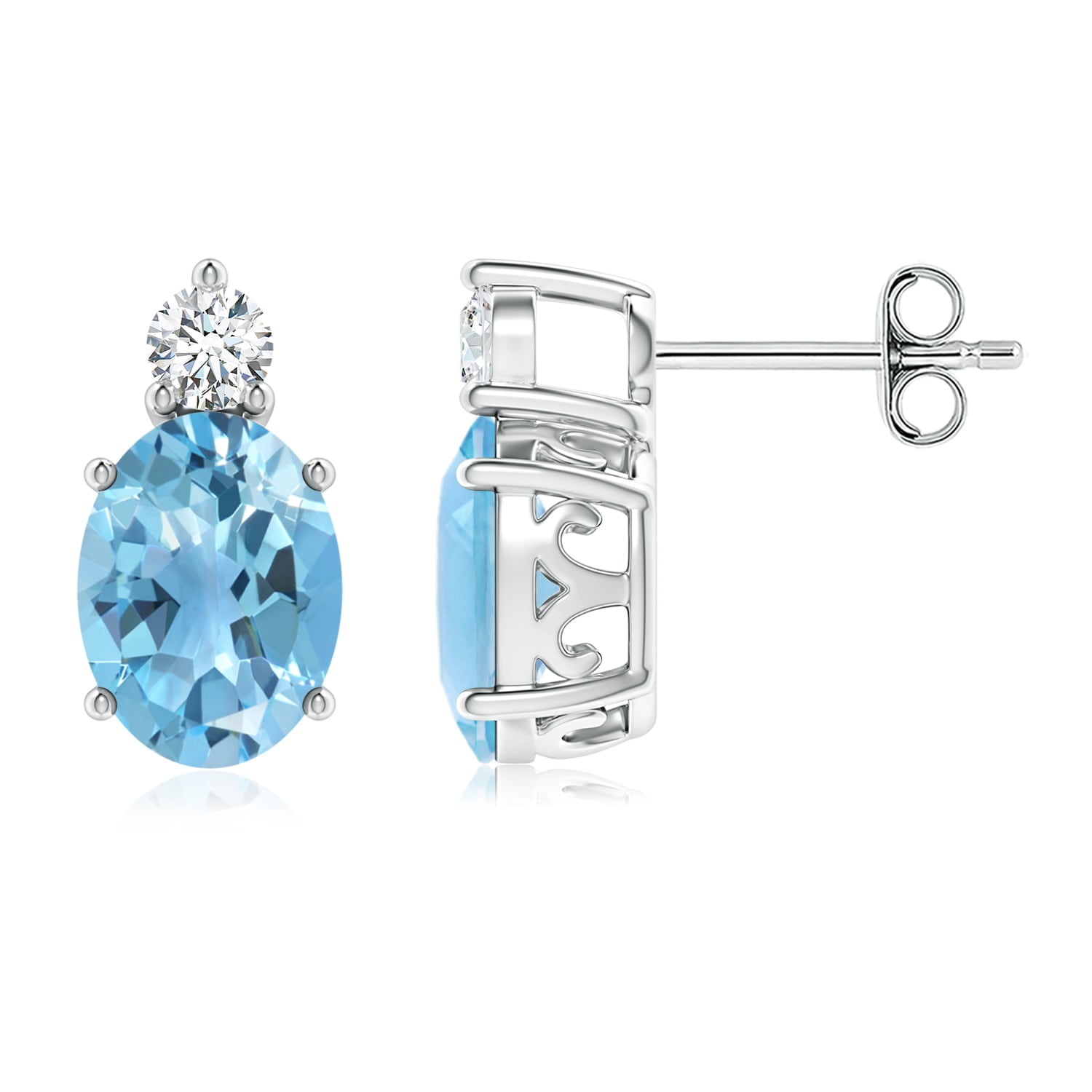 Sterling Silver 8x6 Basket Set CZ Stud Earrings