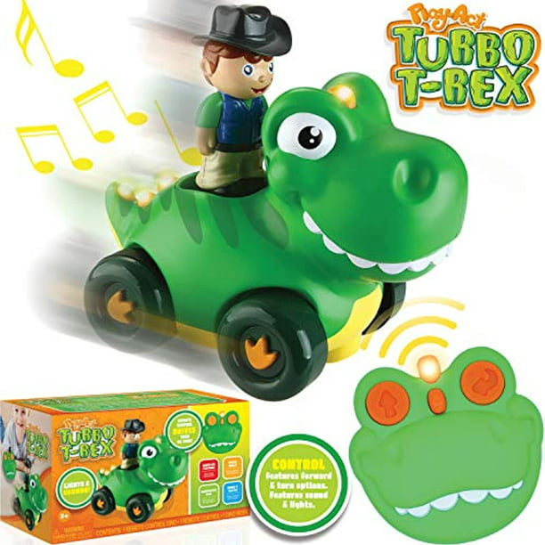 Radio Control Toddler Cartoon Dino Race Car Toys with Music and Sound  Features Dinosaur RC Remote Control for Year Old Kids Easter Basket  Stuffers, Classroom Prize. 