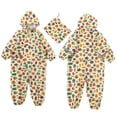 thumbnail image 5 of hengsof Girls Hooded Rain Suit Fashion Print Button Waterproof One Piece with Bib Pants Outdoor Anti Stain Coverall for Kids Ages 1-8, 5 of 6